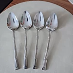 EXF8 By Excel Stainless Korea Glossy Bamboo Handle Soup Spoons (4) Mcm. Fixed Price $11.69.