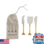 Creative Co-op 3-PIECE Stainless Steel Cheese Knives Bee Handles Gold DG0206. Fixed Price $32.60.