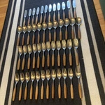 (service For 12) Dansk 48 Piece Fjord Pattern Teak Handles Germany Mcm. Fixed Price $900.00.