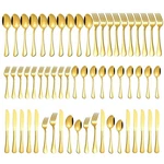 Gold Silverware Set For 12, Compralo 60 Pieces Stainless Steel Shiny Fla.... Fixed Price $55.76.