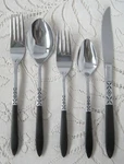 Vintage Ekco / Epic EKS5A Black Wood Handle Piece Place Setting. Fixed Price $32.99.
