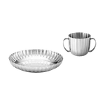 Bernadotte By Georg Jensen Stainless Steel Child Set Deep Plate & Cup - Vtg Nos. Fixed Price $135.00.