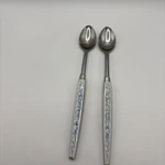 Epic Stainless Japan EPS11 Set Of 2 Ice Tea Spoons Blue Pattern White. Fixed Price $15.00.