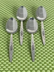 Towle TWS92 Stainless Burnished Handle Rose 4 Oval Soup Spoons Flatware - 7 1/2". Fixed Price $21.95.