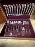 78 Pcs Vtg Castle Court Japan CCS9 Stainless 12 Place Setting Serving W/box. Fixed Price $150.00.