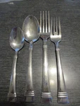 24 Pieces Wallace Zenith Glossy 3 Bands Stainless Flatware Set Service For. Fixed Price $35.00.