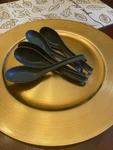 Evanda Dark Green Plastic Soup Spoon Set Of 12 Matte Finish Solid Handle. Fixed Price $8.79.