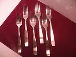Mikasa Stainless Steel Satin Loft 5 Dinner Forks 1 Salad. Fixed Price $27.84.