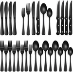 Ewfen 24-PIECE Black Silverware Set With Steak Knives, Flatware For. Fixed Price $25.57.