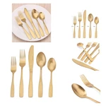 Matte Gold Silverware Set, Satin Finish 40-PIECE Stainless Steel Flatware Set.... Fixed Price $75.99.