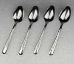 Four International Silver Silco INS206 Stainless Steel Teaspoons Flatware Usa. Fixed Price $9.95.