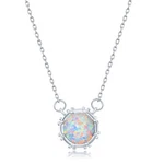 Sterling Silver White Opal Disc With Studded Border Necklace. Fixed Price $67.55.