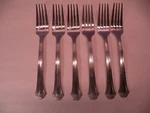 Set 6 Of Salad Forks Hampton Silversmiths Stainless Steel Flatware HSV48 7 C2. Fixed Price $16.99.