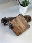Mud Pie Wooden Cheese Board & Serving Tray Set Cast Metal Olive Branch. Fixed Price $38.00.