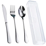 Lengnoyp 4 Piece Stainless Steel Travel Utensils Set With Case Portable Silver. Fixed Price $16.99.
