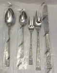 Vtg 5 Cosmos Fresco 2 Spoons, Forks & 1 Knife, Different Size, Flowers. Fixed Price $15.00.