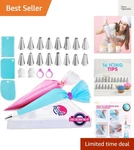 Creative Cake Decorating Kit - 124 Pieces Including Reusable Silicone Pastry Bag. Fixed Price $15.99.
