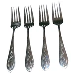 Temptations Tara Old World Floral Flatware Salad X4 Round Tip Ss Forks A+!. Fixed Price $33.61.