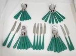 40PC Washington Forge Flatware Swirl Green Plastic Handle WAF11 Serve 8 Euc. Fixed Price $45.00.