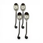 Gourmet Settings Treble Clef Teaspoon Stainless Black Coiled Tip 4PC. Fixed Price $40.00.