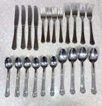 Hampton Silversmiths HSV215 Stainless Outlined Scroll Tip 22 Piece Flatware Lot. Fixed Price $25.00.