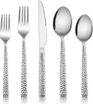 E-far Hammered Silverware Set, 40-PIECE Stainless Steel Square Flatware For. Fixed Price $34.05.
