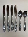 CIF26 Atomic Stars 7 Pcs Fork Spoons Stainless Flatware Vintage Glossy. Fixed Price $14.00.