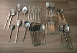 Customcraft CUS3 Fleur De Lis Black Accent Stainless Flatware Mcm Taiwan. Fixed Price $89.60.