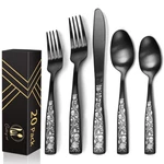 Iferrens 20-PIECE Matte Black Silverware Set For 4, Skull 20PCS, Rose. Fixed Price $47.99.
