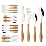 Uniturcky 304 Stainless Steel Flatware Silverware Set With Wooden Handles, Ru.... Fixed Price $52.27.