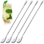 4 Pcs Bar Cocktail Stirrers 12'' Long Spoons For Stirring Silver. Fixed Price $16.61.