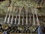 Early! 1847 Rogers Grape Pattern / 10 Butter Knives. Fixed Price $38.00.