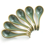 Gomakren Soup Spoons Set Of 6, Asian 6.57 Inch, Blue-green. Fixed Price $34.02.
