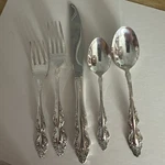 Vtg 1881 Rogers Oneida Silverplated Silverware Baroque Rose 5 Place Setting. Fixed Price $23.00.