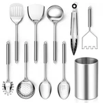 E-far Cooking Utensils Set, 10-PIECE Stainless Steel Kitchen Silver. Fixed Price $29.07.