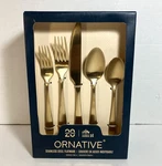 Ornative 20 Piece Stainless Steel Flatware Matte Gold Dishwasher Safe Nwb. Fixed Price $39.95.