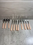 Vintage Peach Handle Stainless Steel Flatware By Sango Set 11 Pcs. Fixed Price $22.00.