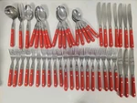 Washington Forge Mardi Gras Stainless Steel Red Handle Flatware Set Of 48 Korea. Fixed Price $199.00.