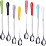 Mixing Set Of 8, Stainless Steel Iced Teaspoons With Multicolor. Fixed Price $17.34.