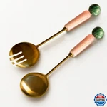 Folkulture Salad Servers Or Hands (12 X 3") Pink Metal With Resin. Fixed Price $44.14.