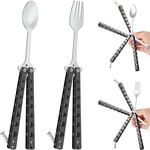 2 Pcs Butterfly Fork And Spoon Set, Tactical Folding Black. Fixed Price $22.56.