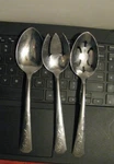 Majesco MJS5 Floral Stainless 3 Pc Serving Set Meat Fork Slot And Reg Spoons Usa. Fixed Price $6.50.
