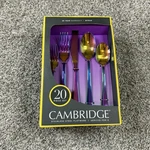 New Cambridge 10 Piece Stainless Steel Rainbow Mirror Opalescent Flatware Set. Fixed Price $17.99.
