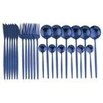 24 Pcs Flatware Set 18/0 Stainless Steel Silverware Service 6 Mirror Blue. Fixed Price $47.33.