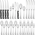 Stainless Steel Flatware Set 4 Dinner Knives Forks Spoons Elegant Tableware New. Fixed Price $20.40.