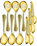Teivio Hammered Gold Stainless Steel 9-PC Serving Utensil Set, 10" Spoons. Fixed Price $35.05.