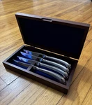 Lot 4 Gorham Design Studio Japan Colonial Tipt Steak Knives- New. Fixed Price $79.00.