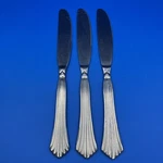 3 Hampton Silversmiths Stainless Flatware HSV76 Dinner Knives Rib Fan Scallop. Fixed Price $6.99.