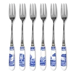 Spode Blue Italian Pastry Forks - Set Of 6 Stainless Steel Dessert. Fixed Price $46.25.