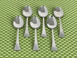 The Cellar CLF17 Stainless 6 Teaspoons Glossy Fan Ribbed Flatware - 1/8". Fixed Price $29.95.